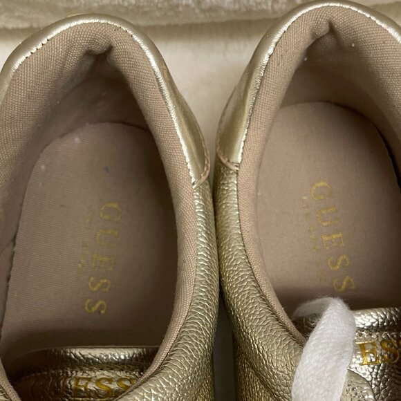 Casual/Formal? Women's Guess Brand Gold Sneaker White Laces Quilted Size 11M - Picture 10 of 14